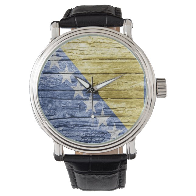 Bosnische houten vlag horloge (Voorkant)