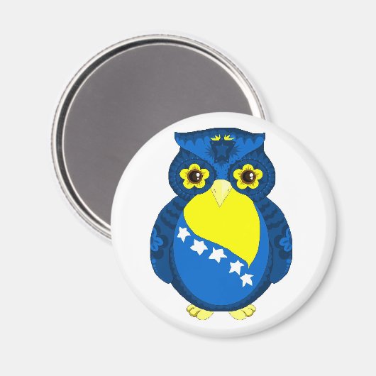 Bosnische vlag Uil magneet (Voorkant / Achterkant)