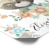 bosnvriend baby racoon geboortestaat monogram poster (Hoek)