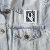 Boson Terrier Boston Style Vierkante Button 5,1 Cm (In situ)