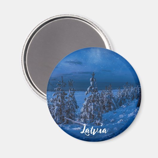 Bospad bij winternachtmagnet magneet (Voorkant / Achterkant)