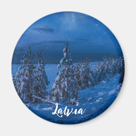 Bospad bij winternachtmagnet magneet