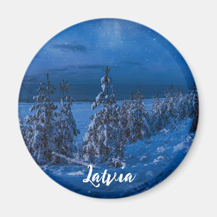 Bospad bij winternachtmagnet magneet