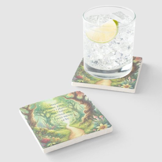 Bospad en prijsopgave stenen onderzetter (Zijkant)