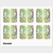 Bospad en prijsopgave vierkante sticker (Vel)