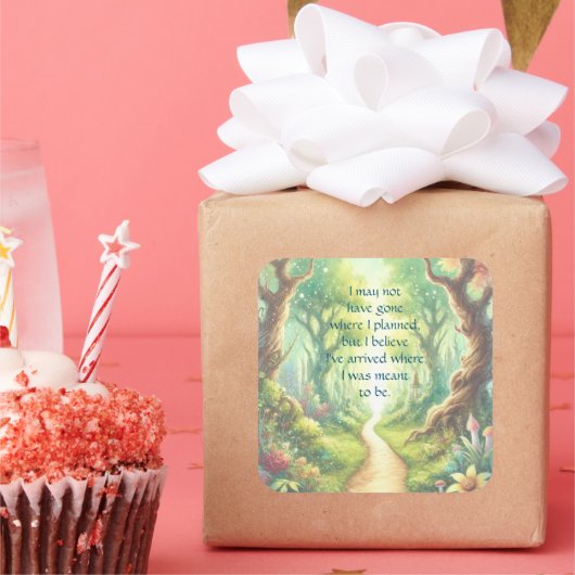 Bospad en prijsopgave vierkante sticker (Feest)