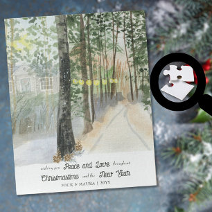 Bospad Gepersonaliseerde Aquarel Kerstmis Legpuzzel