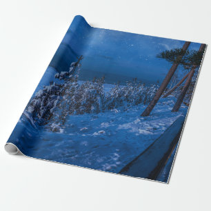 Bospad in de winternacht cadeaupapier