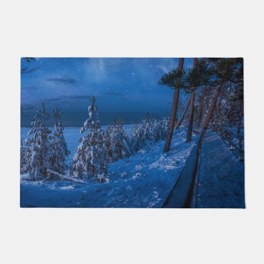 Bospad in de winternacht deurmat (Voorkant)