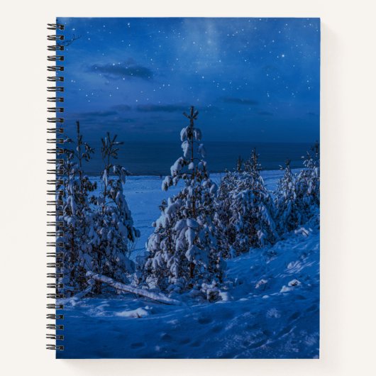 Bospad in de winternacht notitieboek (Voorkant)