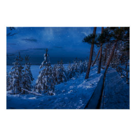 Bospad in de winternacht perfect poster