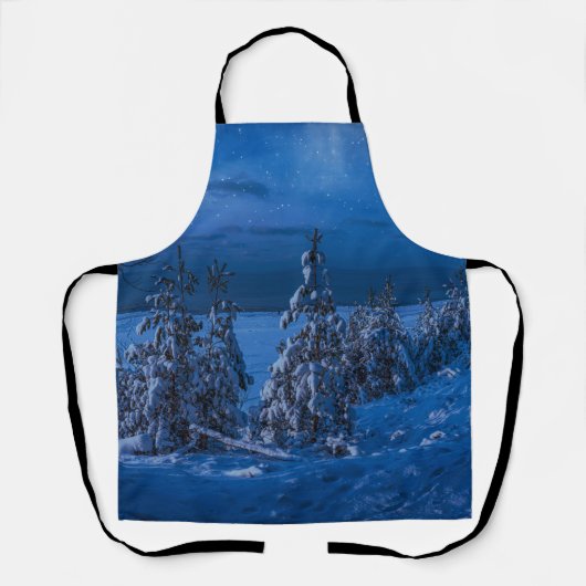 Bospad in de winternacht schort (Voorkant)