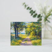 Bospad in Gouden Zomerlicht Feestdagenkaart (Staand voorkant)