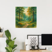 Bospad Landschap - Aquarel Schilderstijl Poster (Thuiskantoor)