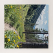 Bospad met gele wilde bloemen legpuzzel (Horizontaal)