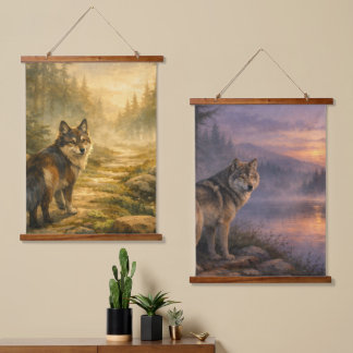 Bospad & Nevelmeer Wolventapijt Scènes Hangend Wandkleed