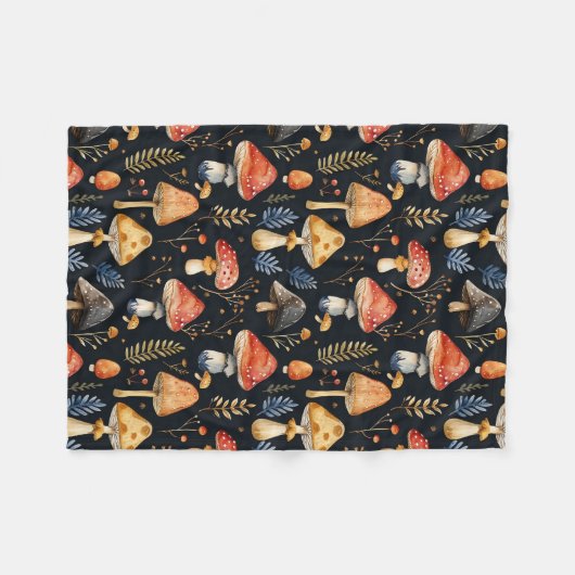 Bospaddenstoel en varen fleece deken (Voorkant (Horizontaal))