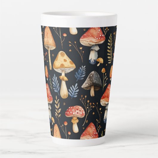 Bospaddenstoel en varen latte mok (Voorkant)