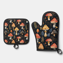 Bospaddenstoel en varen ovenwant & pannenlap set