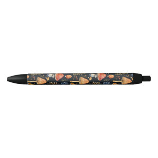 Bospaddenstoel en varen zwarte inkt pen