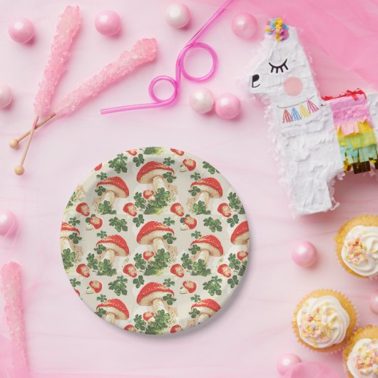  bospaddenstoel Lucky Clover Pattern Papieren Bordje (Feest)