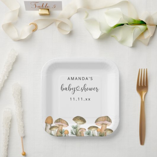 Bospaddenstoelen baby shower papieren bordje (Huwelijk)