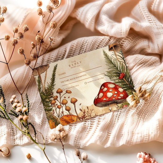 Bospaddenstoelen bruiloft RSVP Kaartje