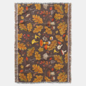 Bospaddenstoelen en herfstflora op bruin deken (Voorkant Verticaal)