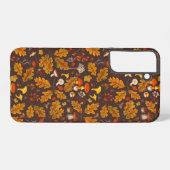 Bospaddenstoelen en herfstflora op bruin samsung galaxy hoesje (Achterkant horizontaal)