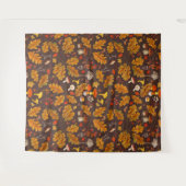 Bospaddenstoelen en herfstflora op bruin wandkleed (Voorkant (horizontaal))