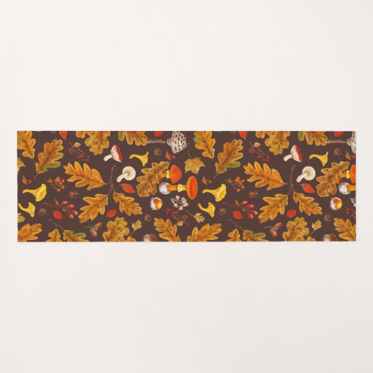 Bospaddenstoelen en herfstflora op bruin yogamat (Achterkant (horizontaal))