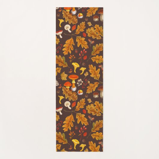 Bospaddenstoelen en herfstflora op bruin yogamat (Voorkant)