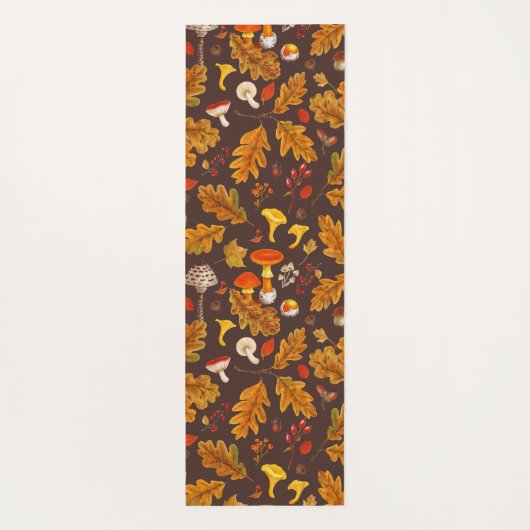 Bospaddenstoelen en herfstflora op bruin yogamat (Achterkant)