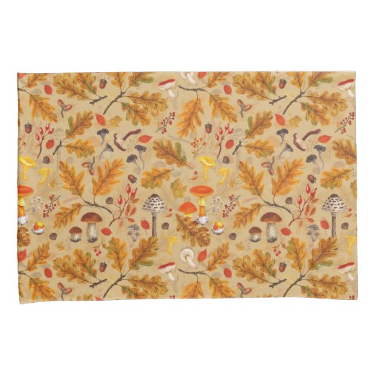 Bospaddenstoelen en herfstflora op oker kussensloop (Voorkant-Rechts)