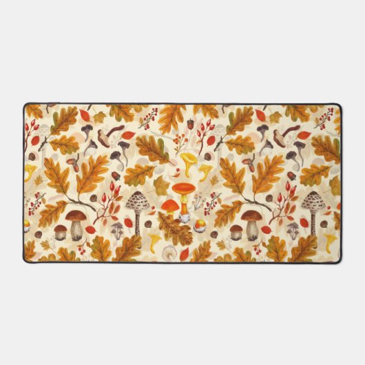 Bospaddenstoelen en herfstflora op room bureaumat (Voorkant)