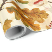 Bospaddenstoelen en herfstflora op room cadeaupapier (Rol Hoek)