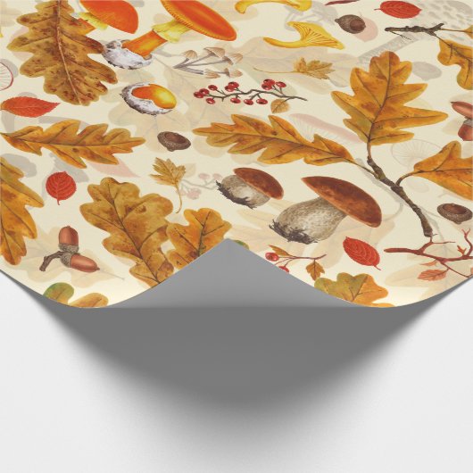 Bospaddenstoelen en herfstflora op room cadeaupapier (Hoek)