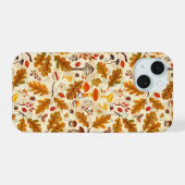 Bospaddenstoelen en herfstflora op room iPhone 15 case (Achterkant horizontaal)