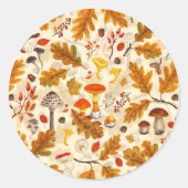 Bospaddenstoelen en herfstflora op room ronde sticker (Voorkant)