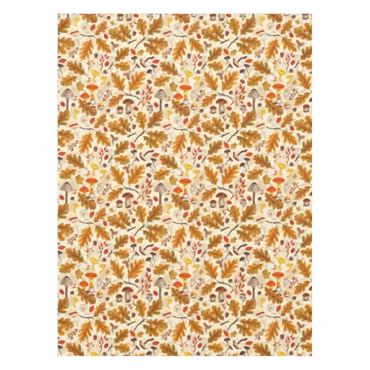 Bospaddenstoelen en herfstflora op room tafelkleed (Voorkant)