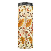 Bospaddenstoelen en herfstflora op room thermosbeker (Achterkant)