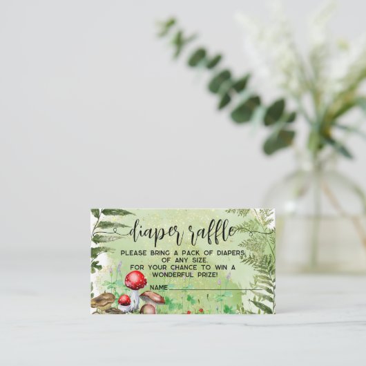 Bospaddenstoelen groen Baby Luier Raffle Informatiekaartje (Staand voorkant)