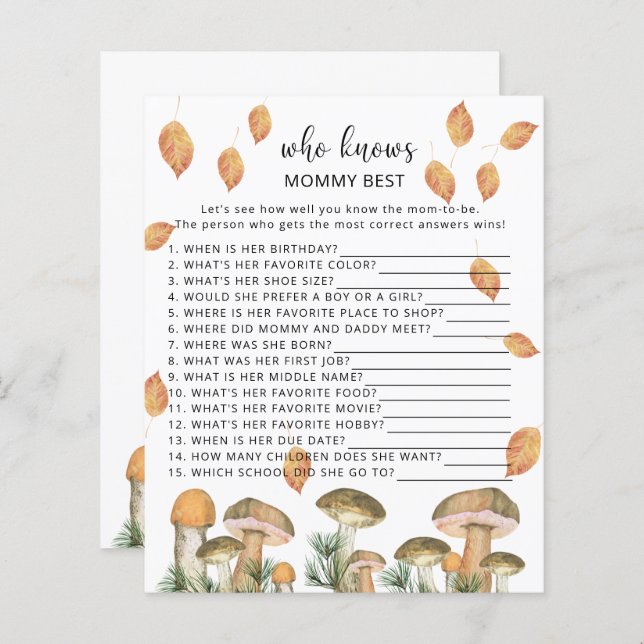 Bospaddenstoelen - Wie kent mama het beste (Voorkant / Achterkant)