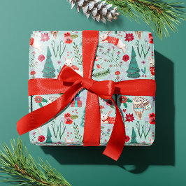 Bospatroon van de Dieren van de winter het Bos Cadeaupapier