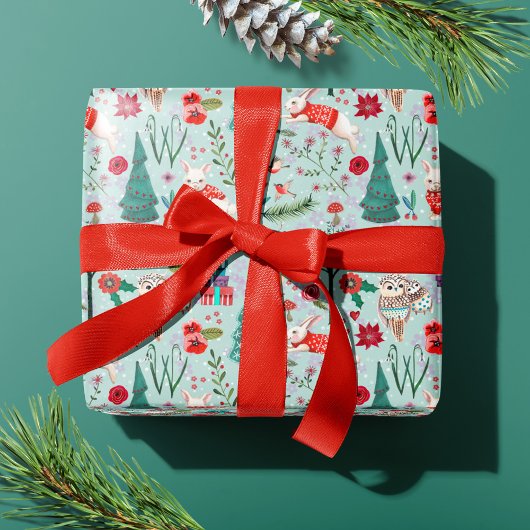 Bospatroon van de Dieren van de winter het Bos Cadeaupapier