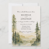 Bospijnbomen Bergen Christelijk Bruiloft Kaart (Voorkant)