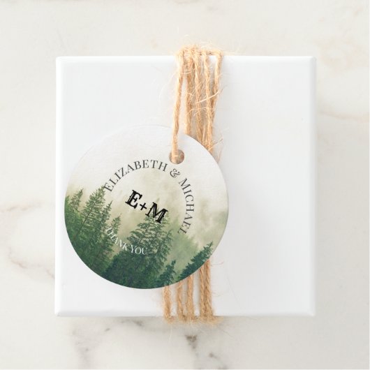 Bospijnbomen Rustieke Favor Verpakking Labels (In situ)