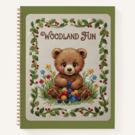 Bospret Geborduurde Beer & Bessen Journaal Notitieboek
