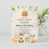 Bospret picnicfeestje kaart (Staand voorkant)