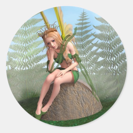 Bosprinses, Fee Vlinder Ronde Sticker (Voorkant)